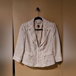 White House Black Market Textured Cream Pea Coat